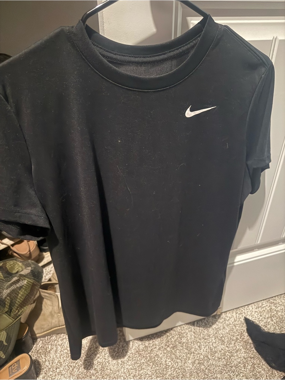 NIKE - Black Short Sleeve Crew Tee with White Swoosh